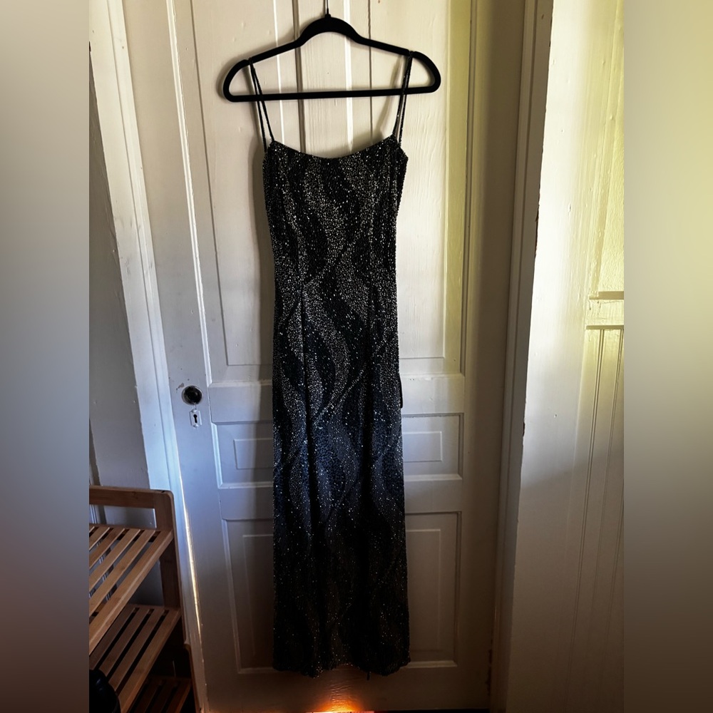 Vintage 100% silk and bead gown with strappy back Je Matadi by Sean Mehta small